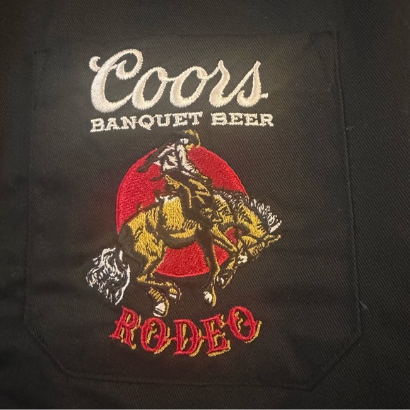 Coors Banquet Beer Rodeo Button Up Shirt NWT Black Western Cowboy Size Small - Picture 3 of 5